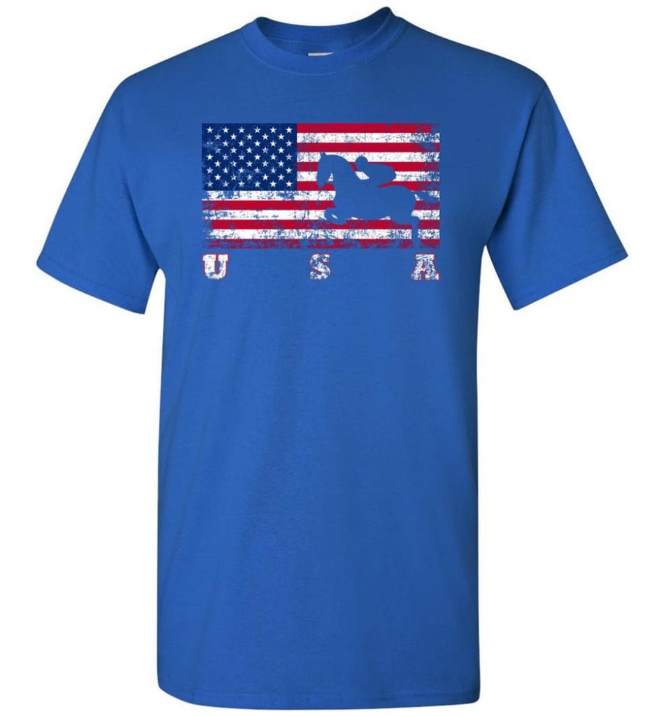 American Flag Equestrian - Short Sleeve T-Shirt - Royal / S