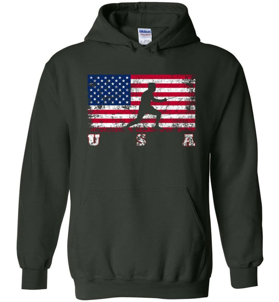 American Flag Fencing - Hoodie - Forest Green / M