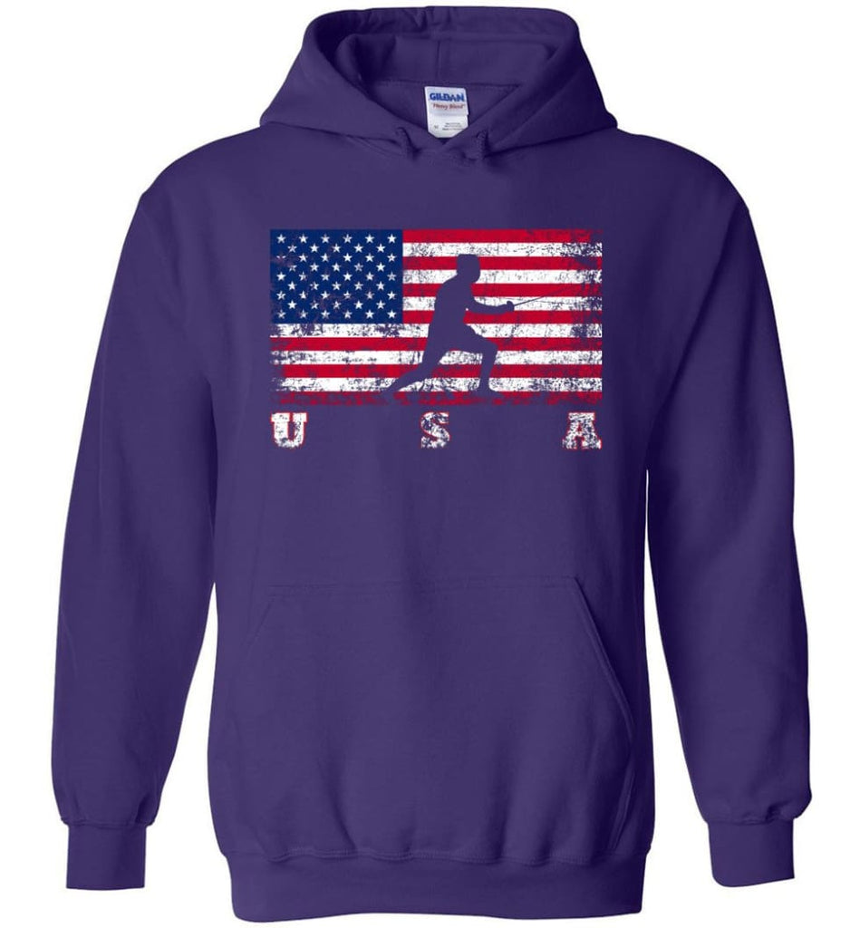 American Flag Fencing - Hoodie - Purple / M