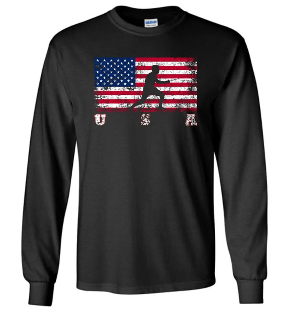 American Flag Fencing - Long Sleeve T-Shirt - Black / M