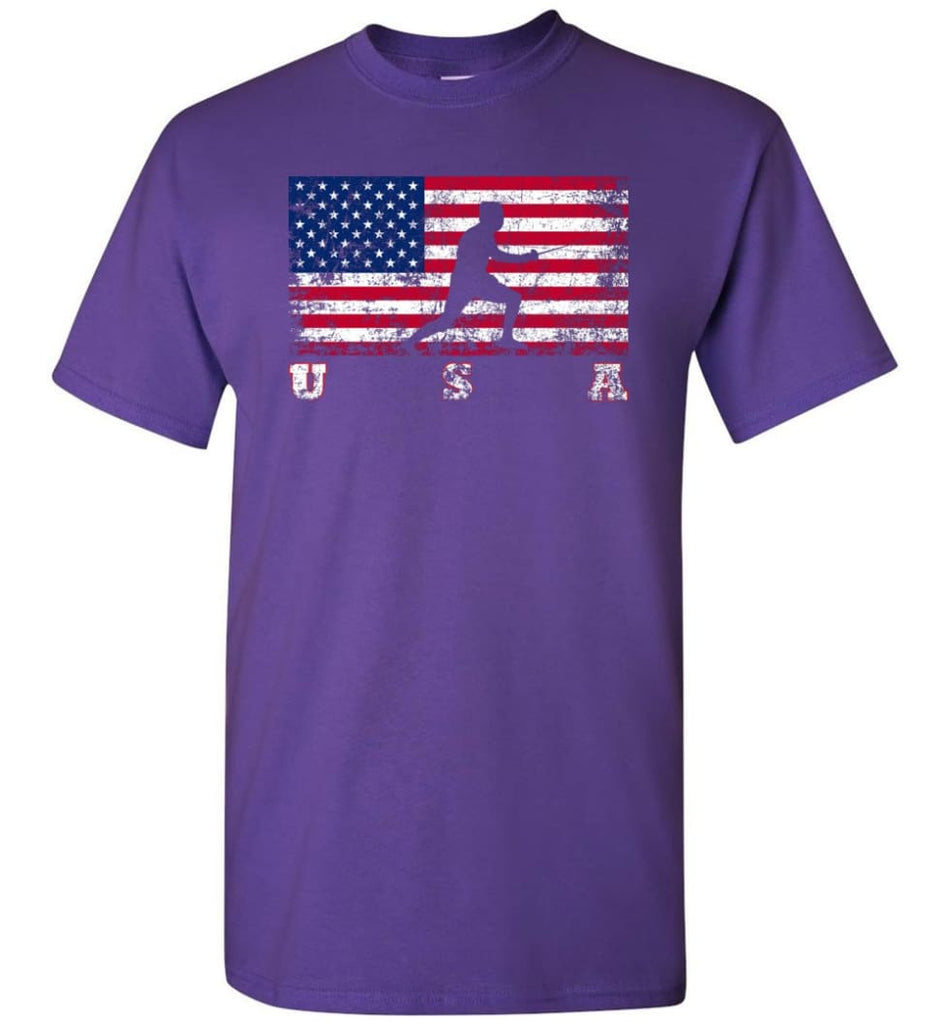 American Flag Fencing - Short Sleeve T-Shirt - Purple / S