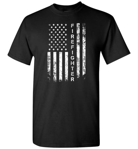 American Flag Firefighter - Short Sleeve T-Shirt - Black / S