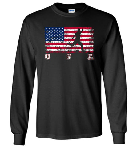 American Flag Football - Long Sleeve T-Shirt - Black / M