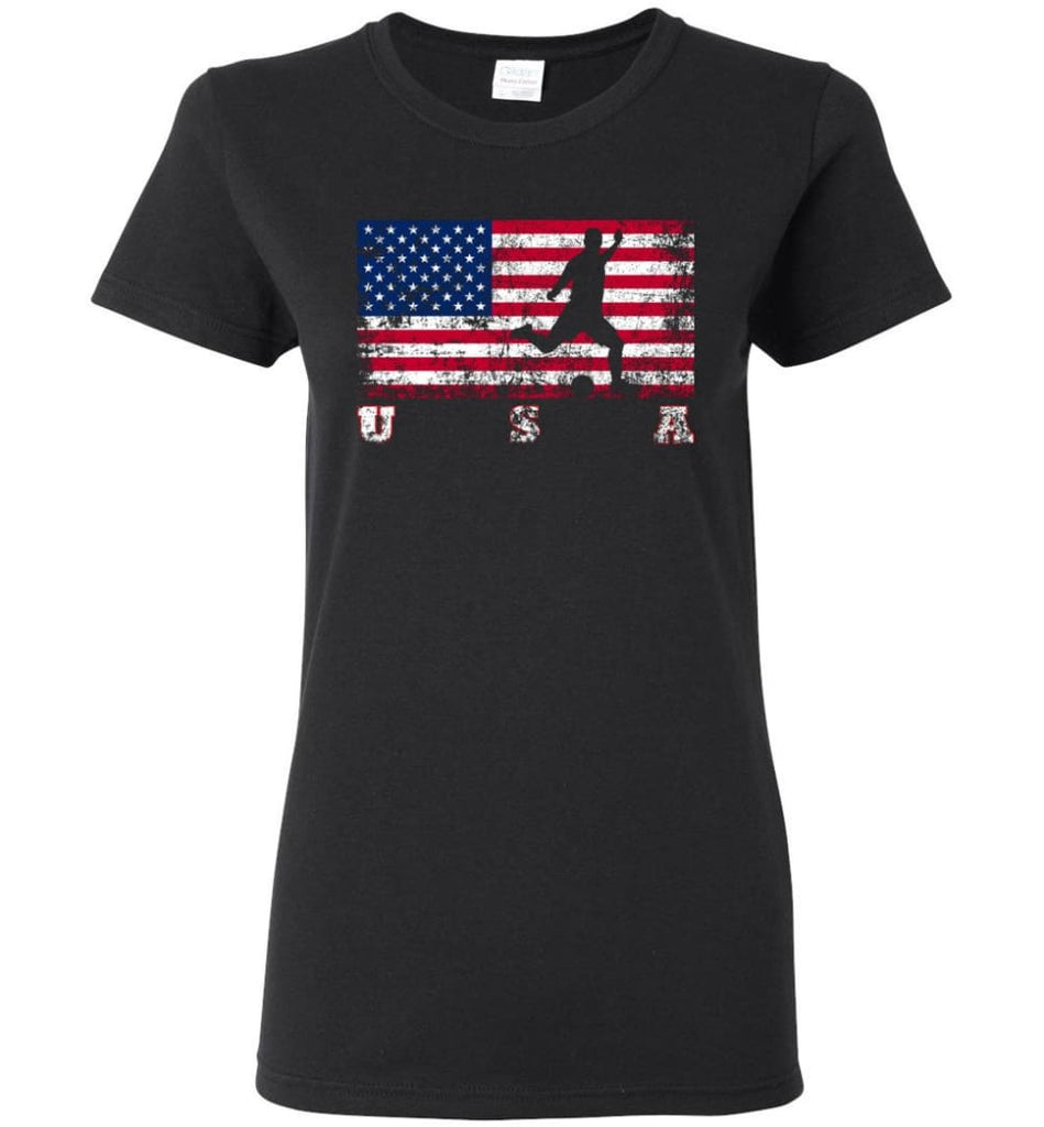 American Flag Football Women Tee - Black / M