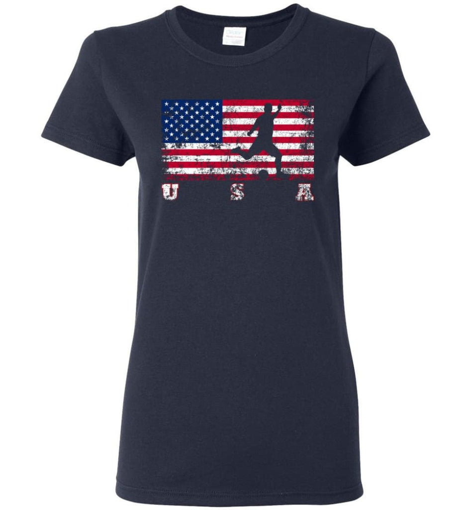 American Flag Football Women Tee - Navy / M