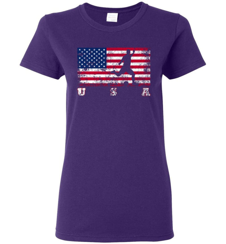American Flag Football Women Tee - Purple / M