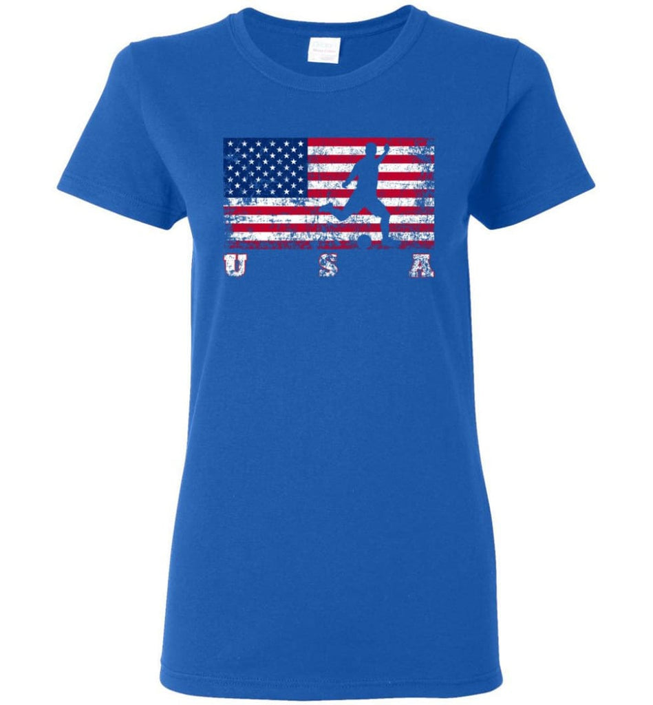 American Flag Football Women Tee - Royal / M