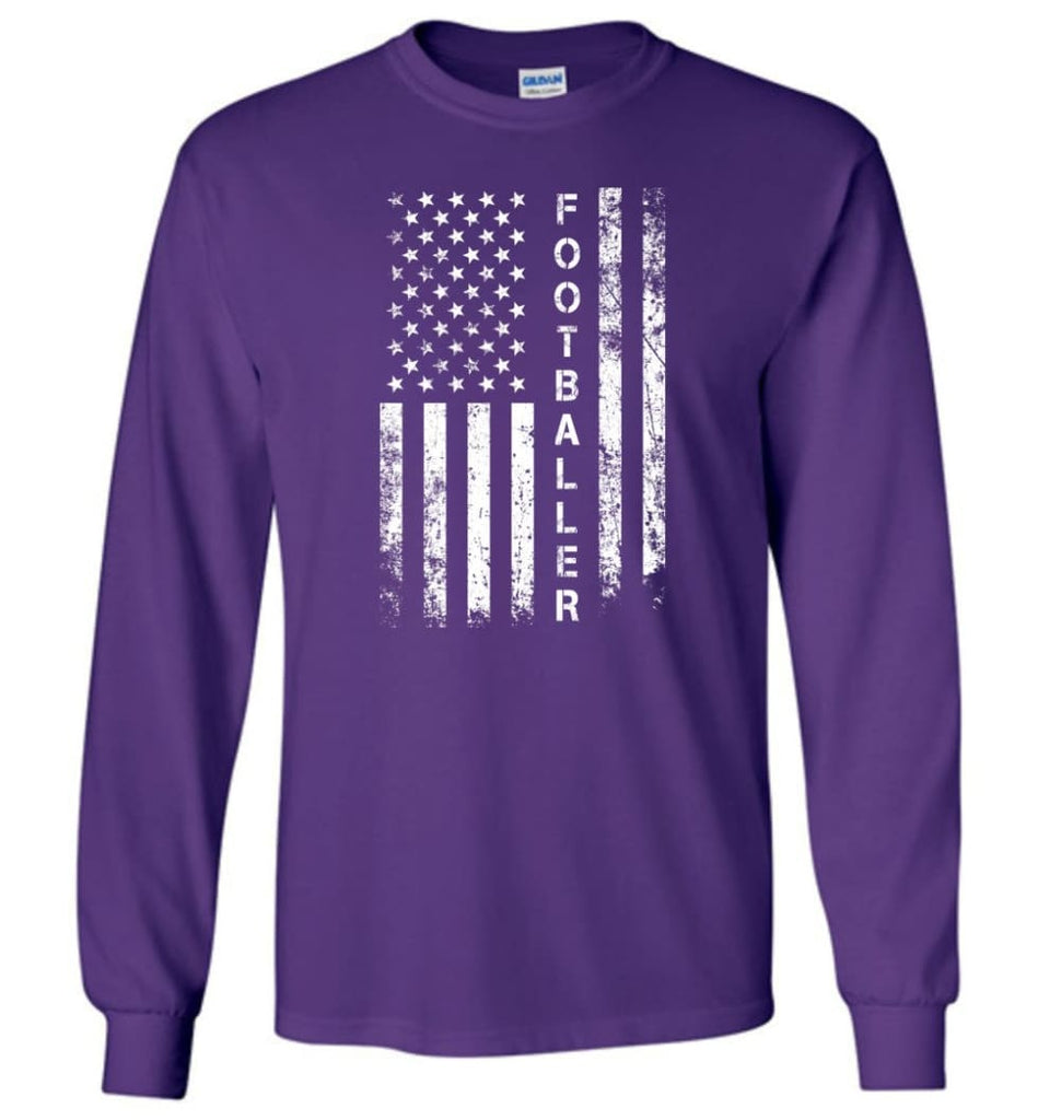 American Flag Footballer - Long Sleeve T-Shirt - Purple / M