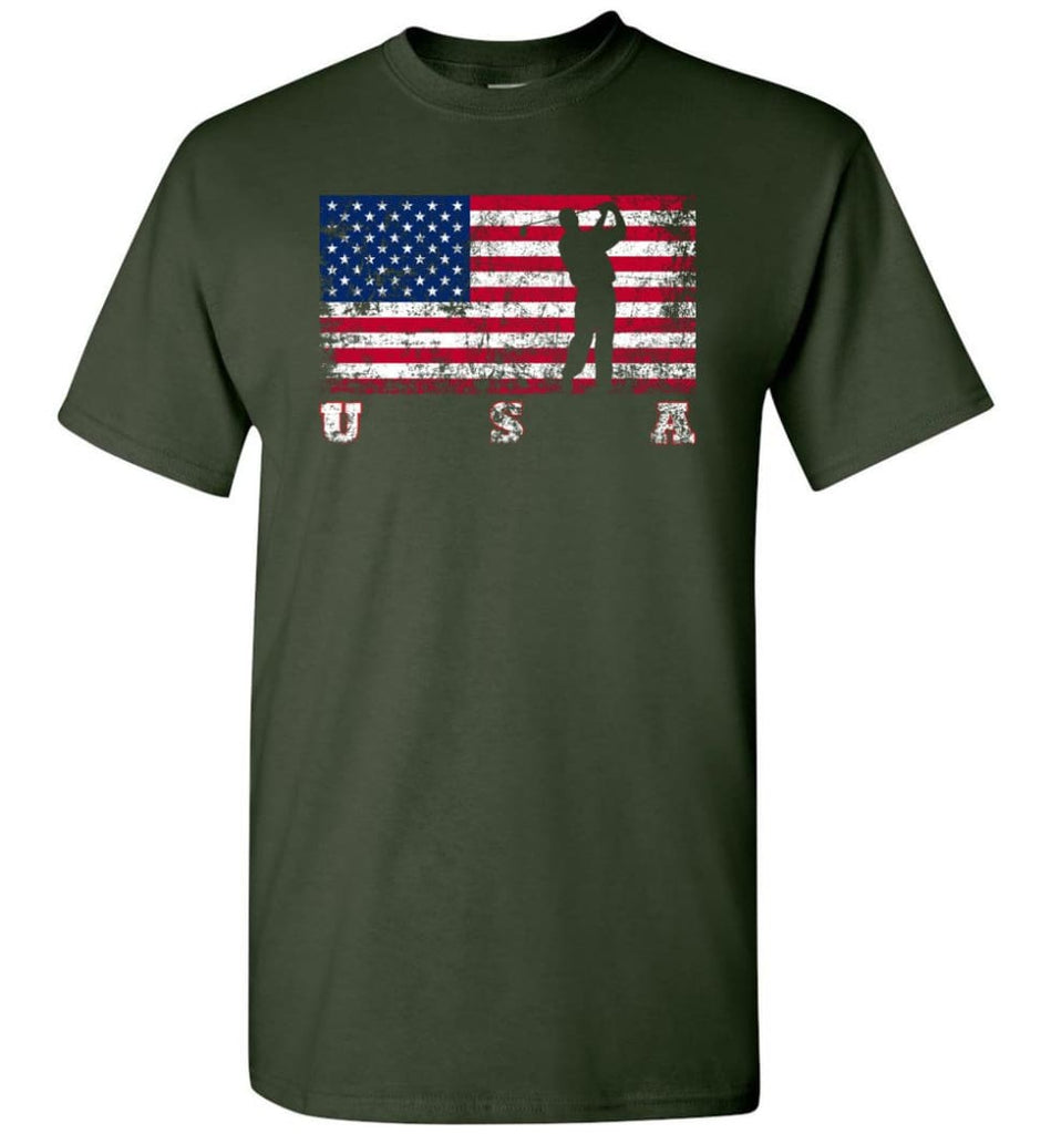 American Flag Golf T-Shirt - Forest Green / S