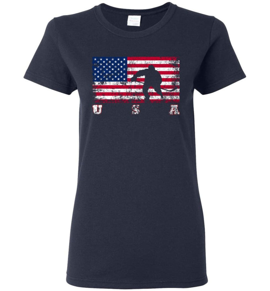 American Flag Hockey Women Tee - Navy / M