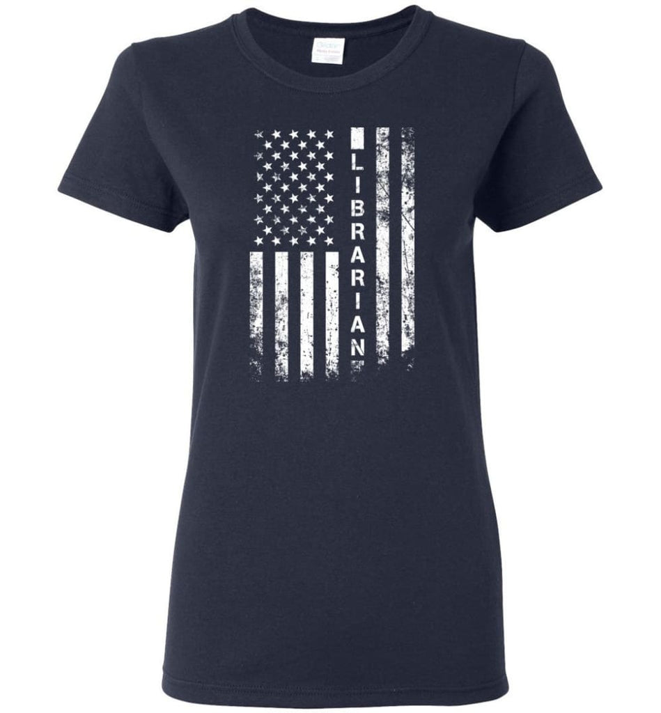 American Flag Librarian Women Tee - Navy / M