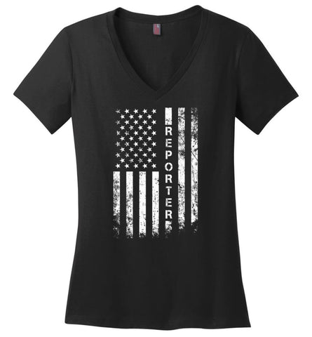 American Flag Nurse Ladies V-Neck - Black / M