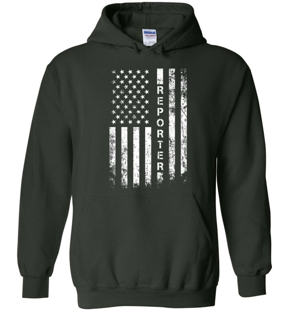 American Flag Reporter - Hoodie - Forest Green / M