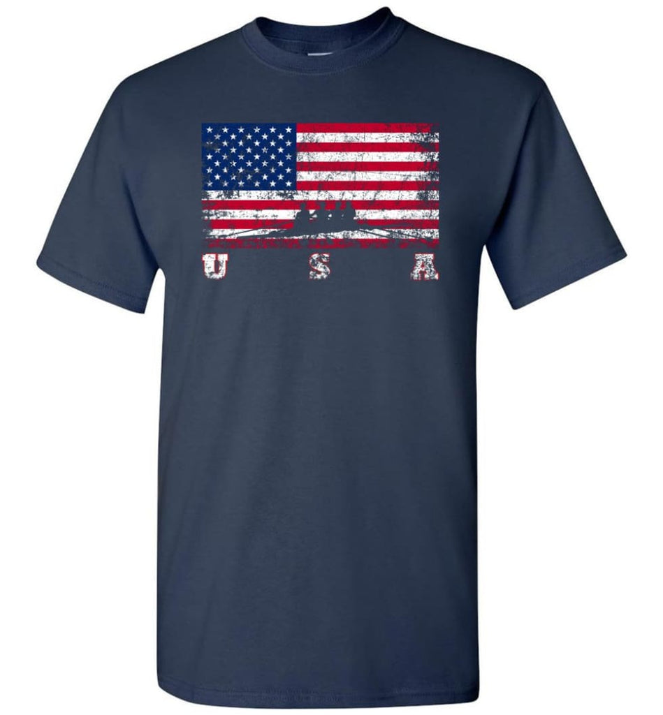 American Flag Rowing - Short Sleeve T-Shirt - Navy / S