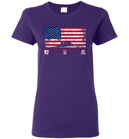 American Flag Rowing Women Tee - Purple / M