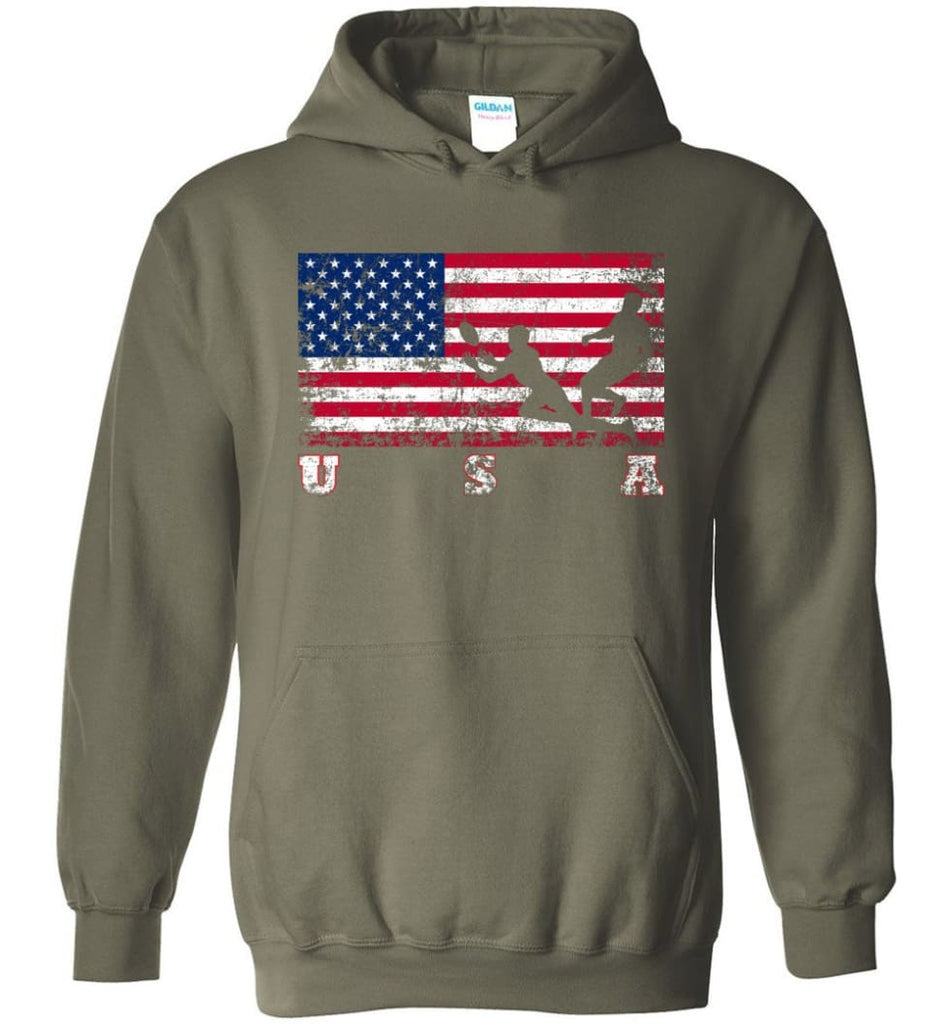 American Flag Rugby Sevens - Hoodie - Military Green / M