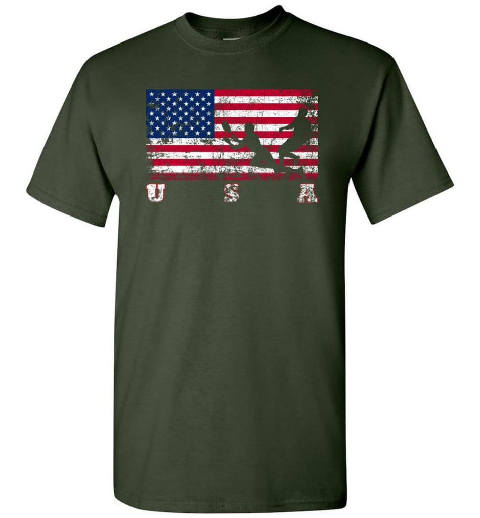 American Flag Rugby Sevens - Short Sleeve T-Shirt - Forest Green / S
