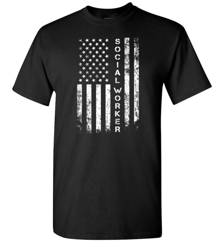 American Flag Social Worker - Short Sleeve T-Shirt - Black / S