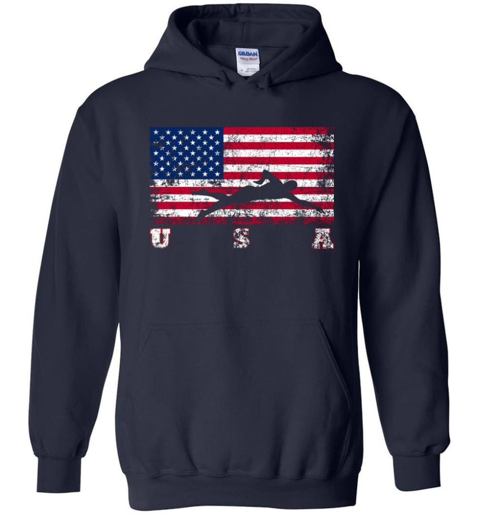 American Flag Swimming - Hoodie - Navy / M