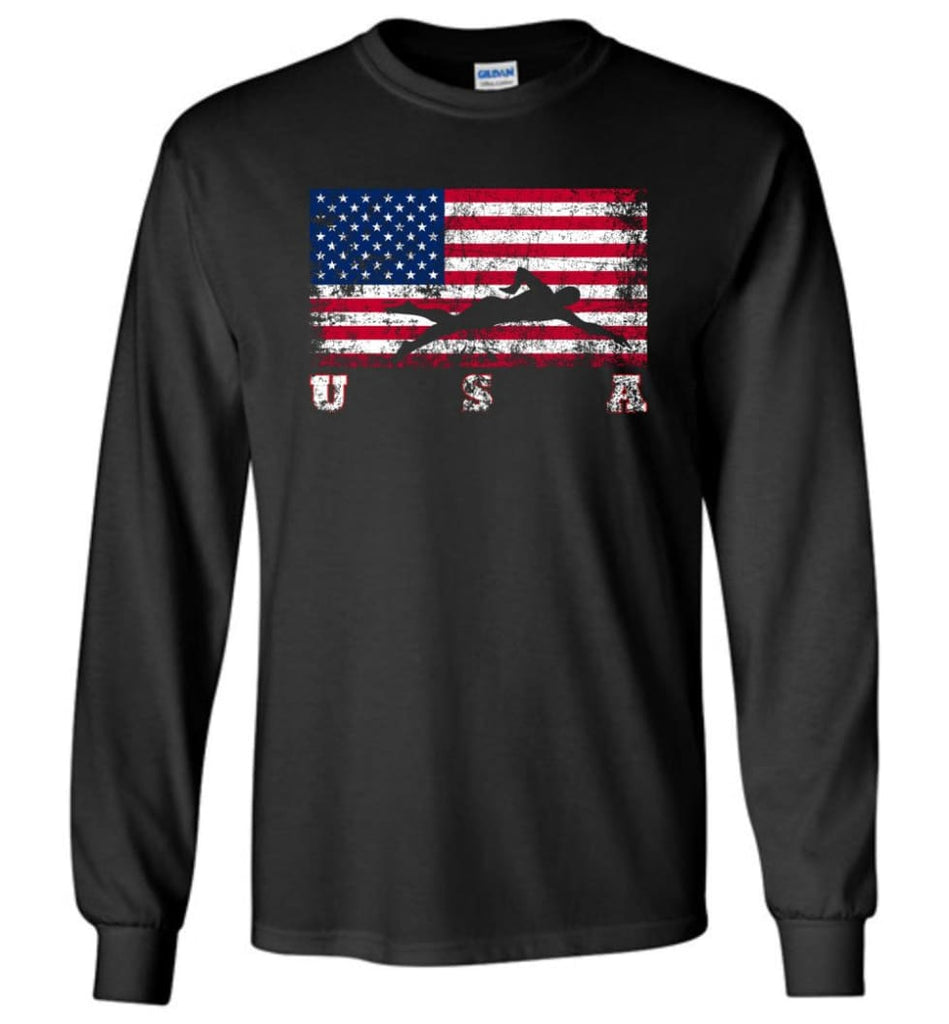American Flag Swimming - Long Sleeve T-Shirt - Black / M