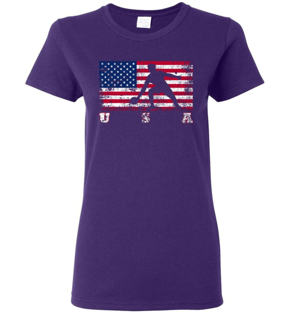 American Flag Table Tennis Women Tee - Purple / M