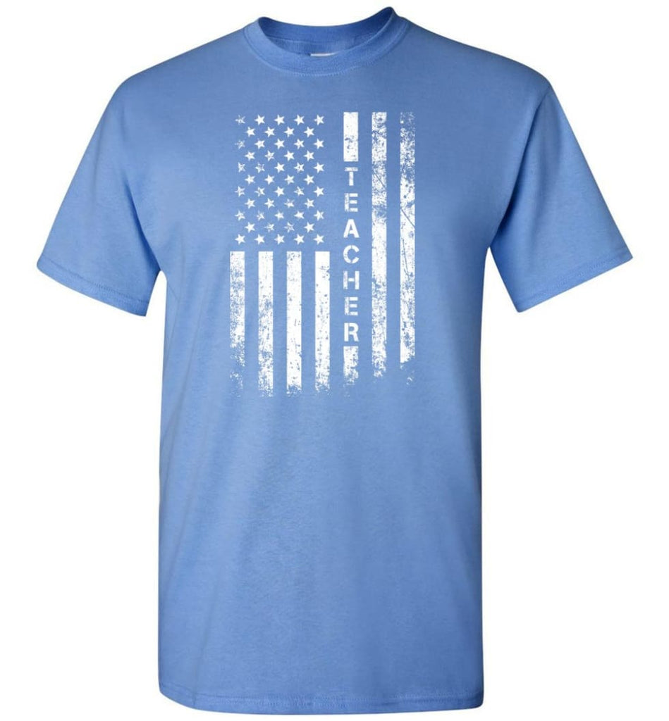 American Flag Teacher T-Shirt - Carolina Blue / S