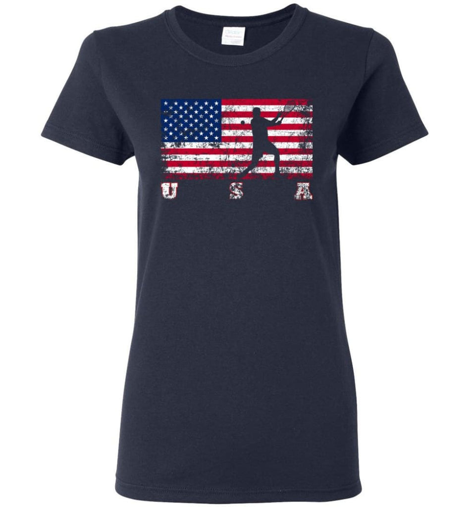 American Flag Tennis Women Tee - Navy / M