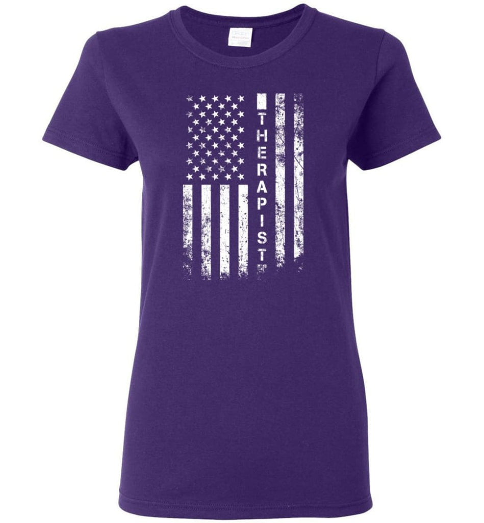 American Flag Therapist Women Tee - Purple / M