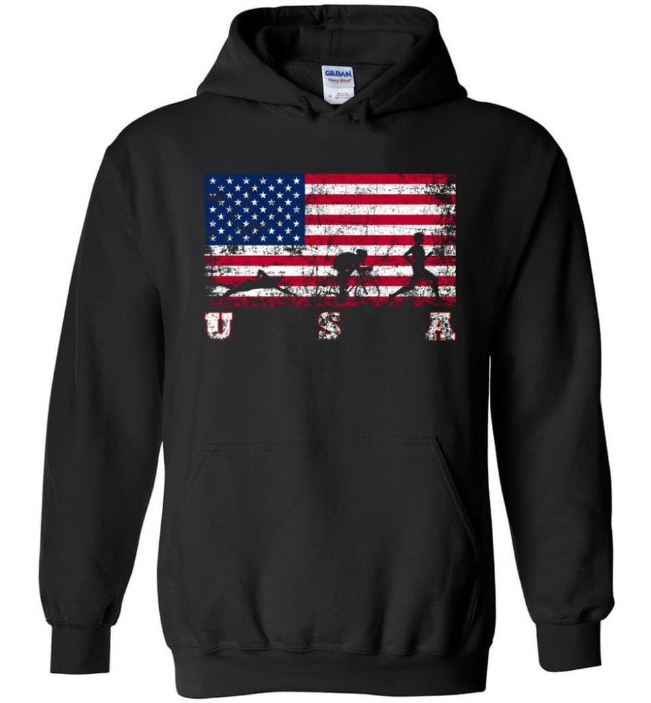 American Flag Triathlon Hoodie - Black / M