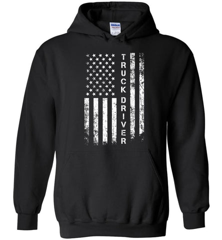 American Flag Truck Driver - Hoodie - Black / M