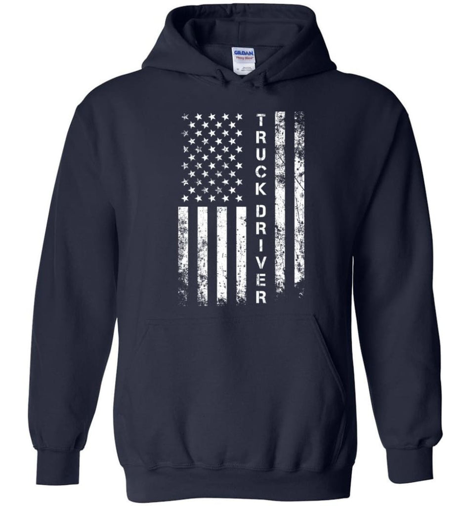 American Flag Truck Driver - Hoodie - Navy / M
