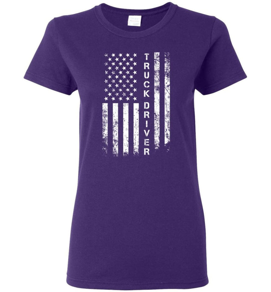 American Flag Truck Driver Women Tee - Purple / M