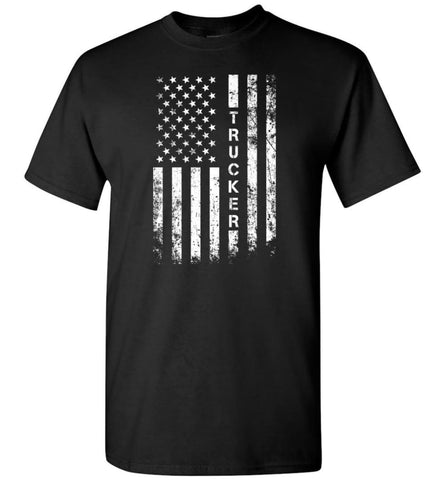 American Flag Trucker - Short Sleeve T-Shirt - Black / S
