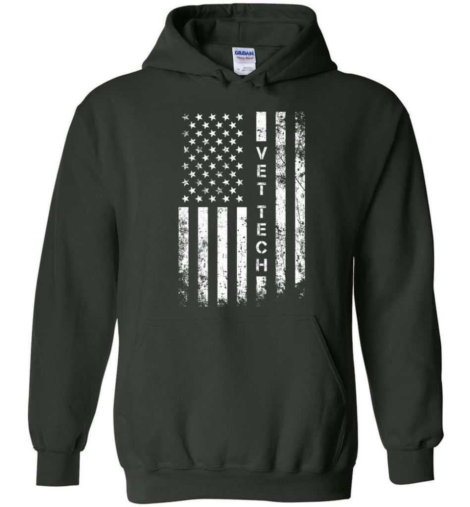 American Flag Vet Tech - Hoodie - Forest Green / M