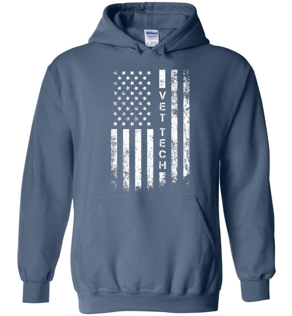 American Flag Vet Tech - Hoodie - Indigo Blue / M