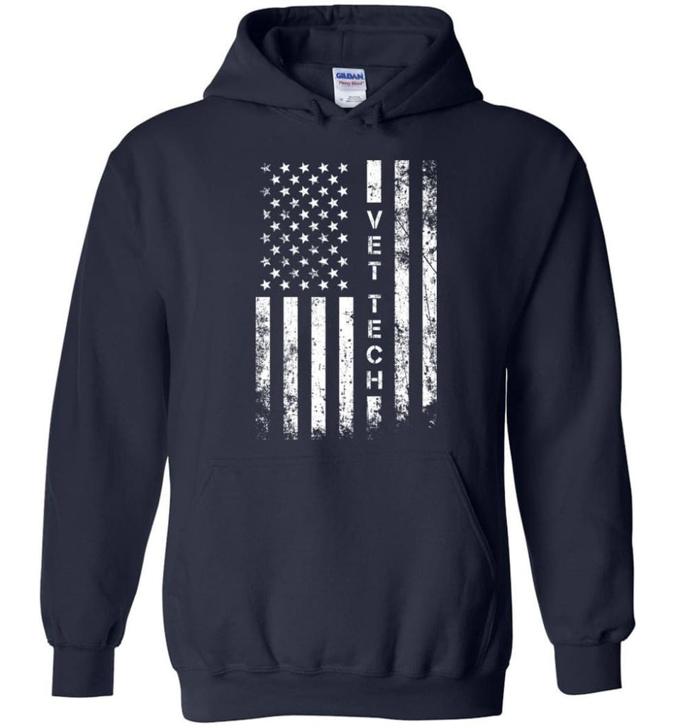 American Flag Vet Tech - Hoodie - Navy / M