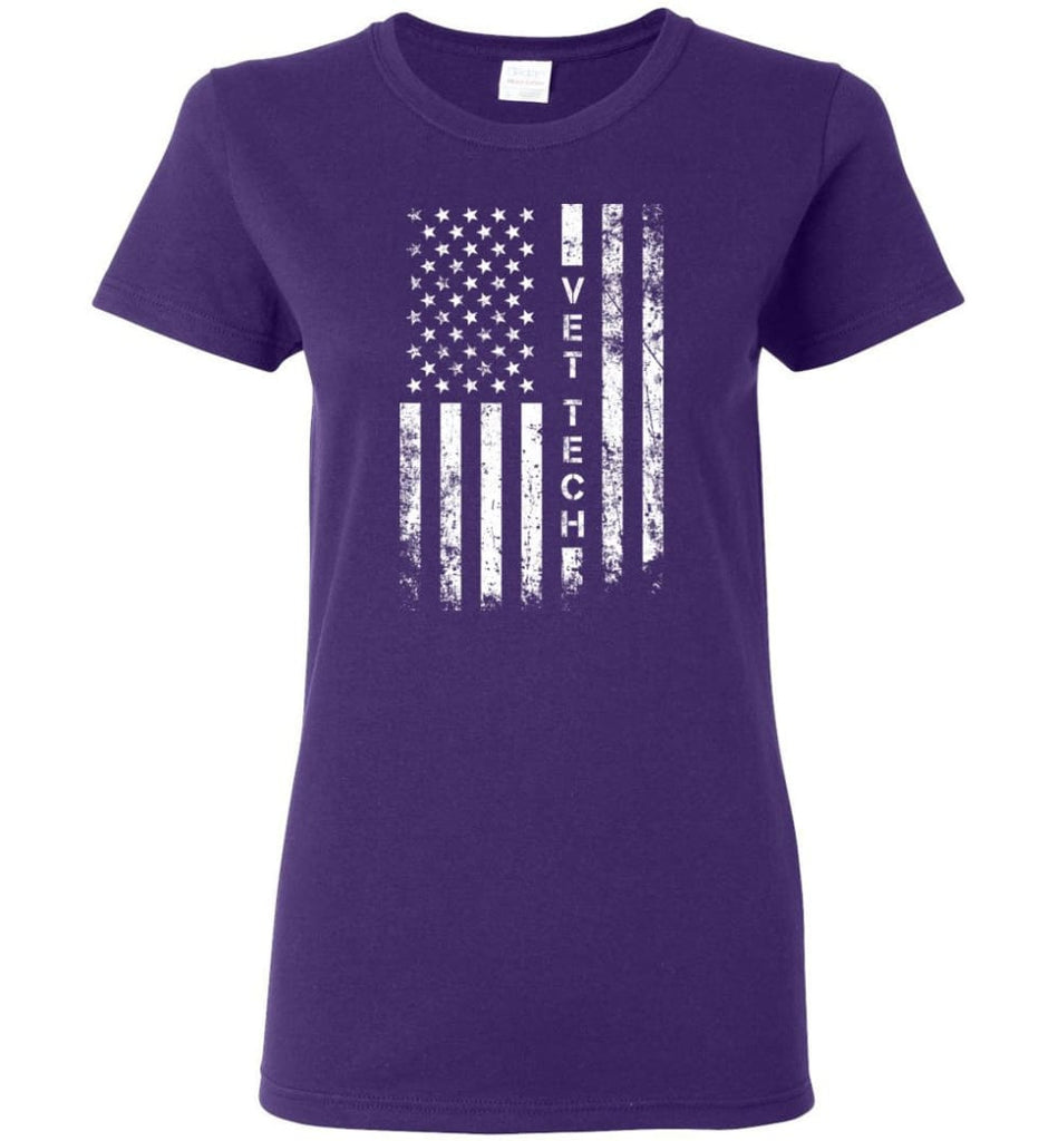 American Flag Vet Tech Women Tee - Purple / M