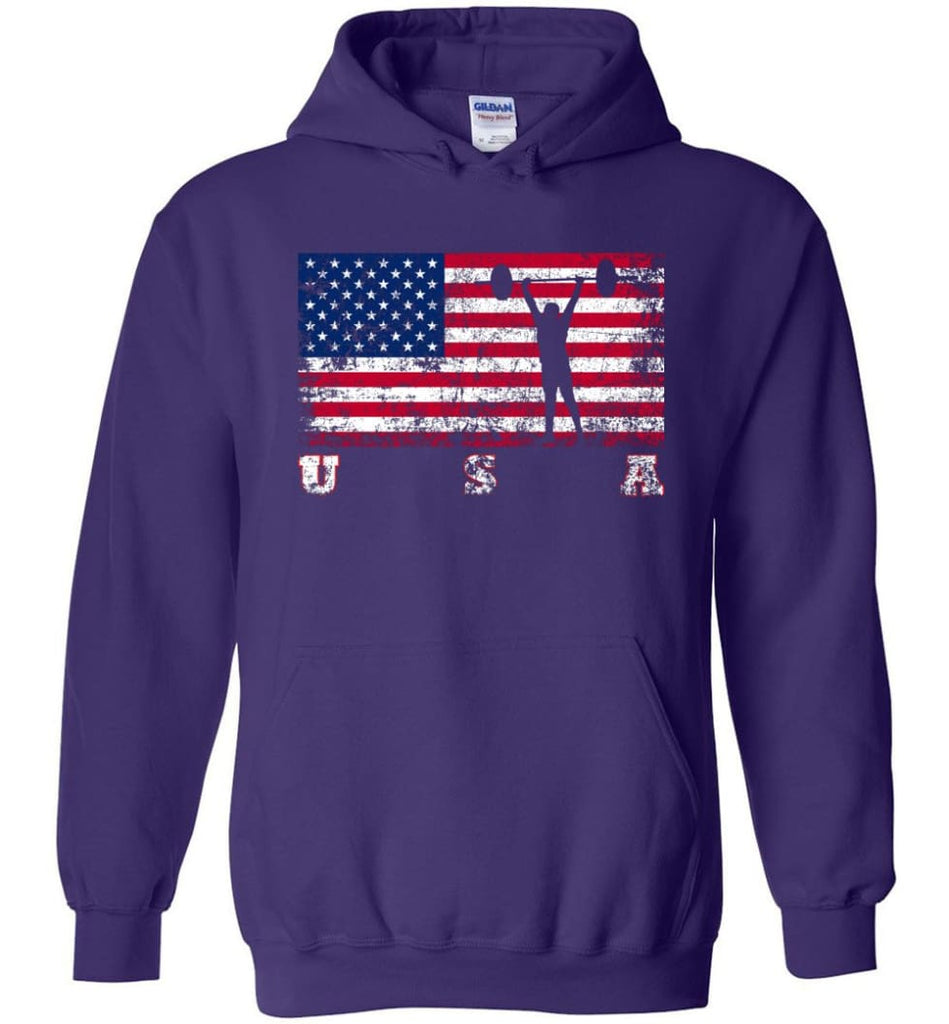 American Flag Weightlifting - Hoodie - Purple / M
