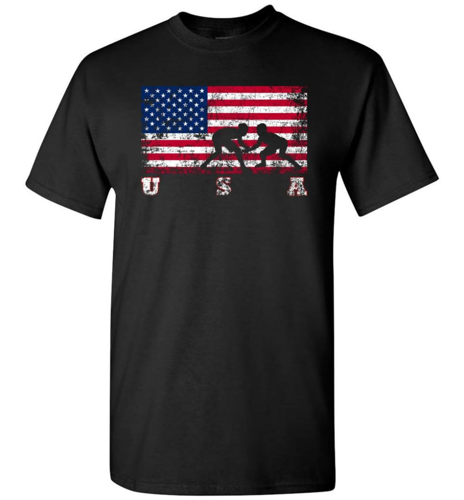 American Flag Wrestling T-Shirt - Black / S