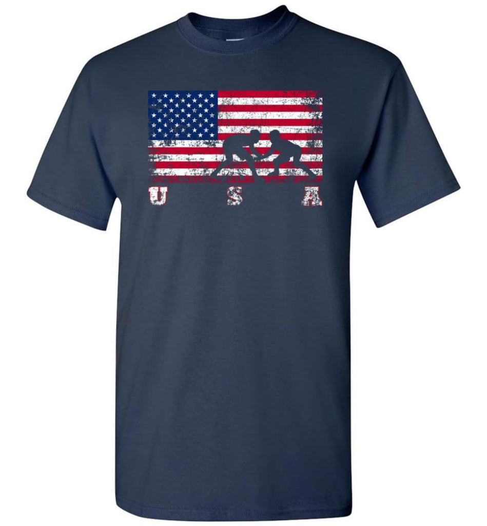 American Flag Wrestling T-Shirt - Navy / S