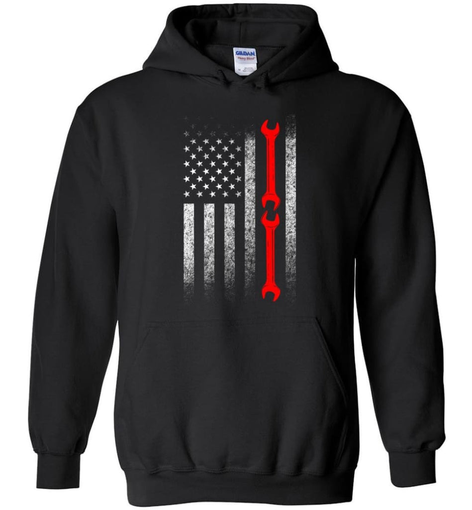 American Mechanic Flag Shirt - Hoodie - Black / M