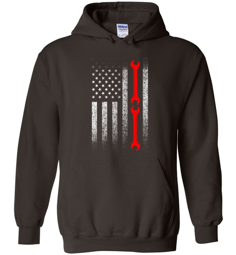 American Mechanic Flag Shirt - Hoodie - Dark Chocolate / M