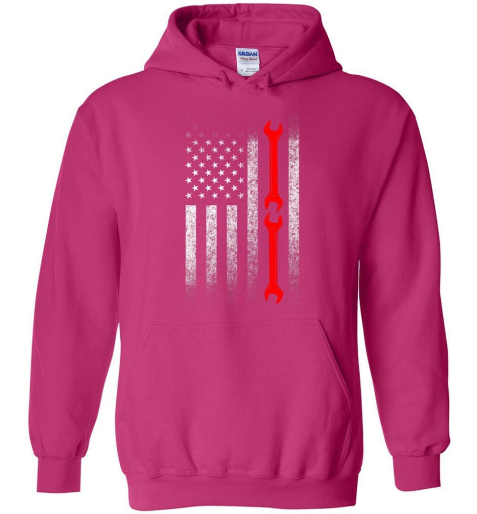 American Mechanic Flag Shirt - Hoodie - Heliconia / M