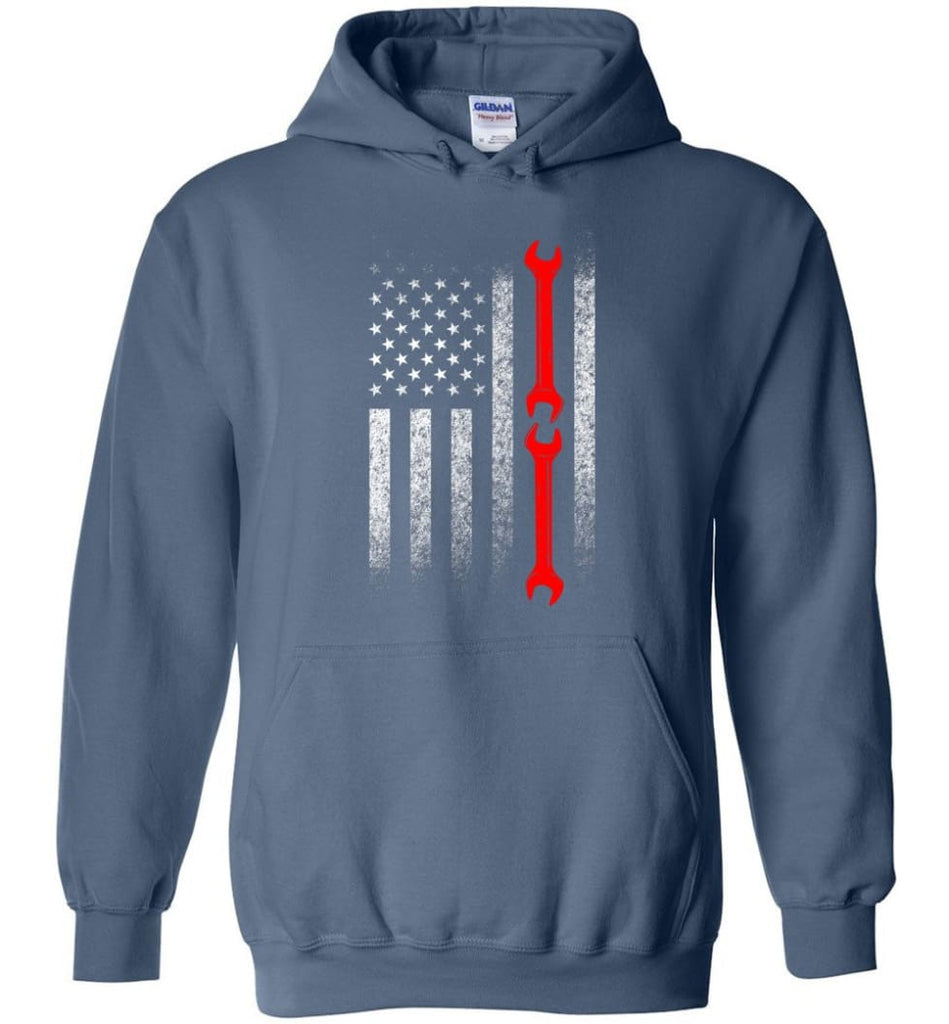American Mechanic Flag Shirt - Hoodie - Indigo Blue / M