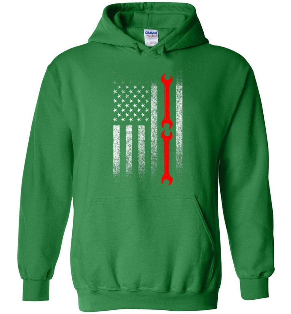 American Mechanic Flag Shirt - Hoodie - Irish Green / M