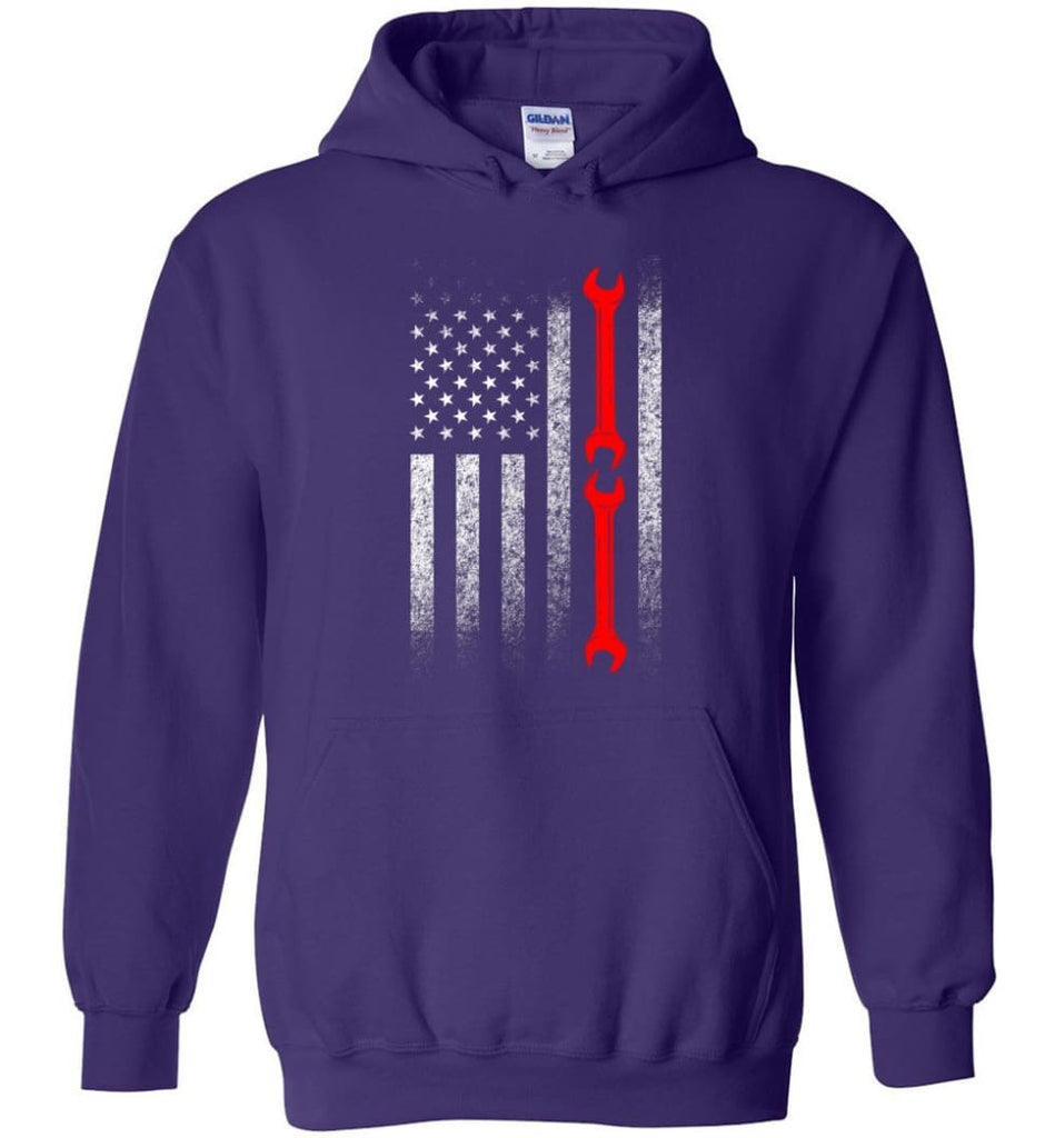 American Mechanic Flag Shirt - Hoodie - Purple / M