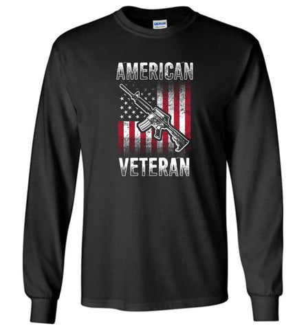 American Veteran Shirt - Long Sleeve T-Shirt - Black / M