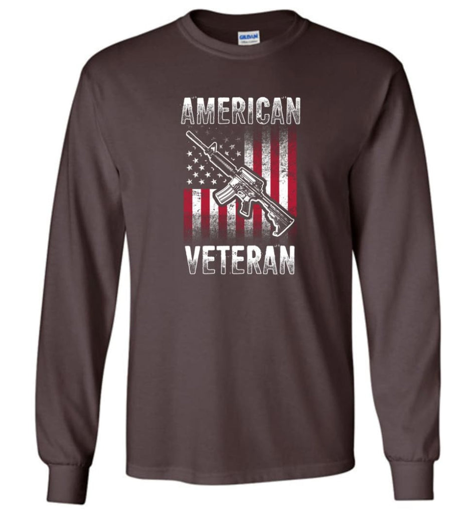 American Veteran Shirt - Long Sleeve T-Shirt - Dark Chocolate / M