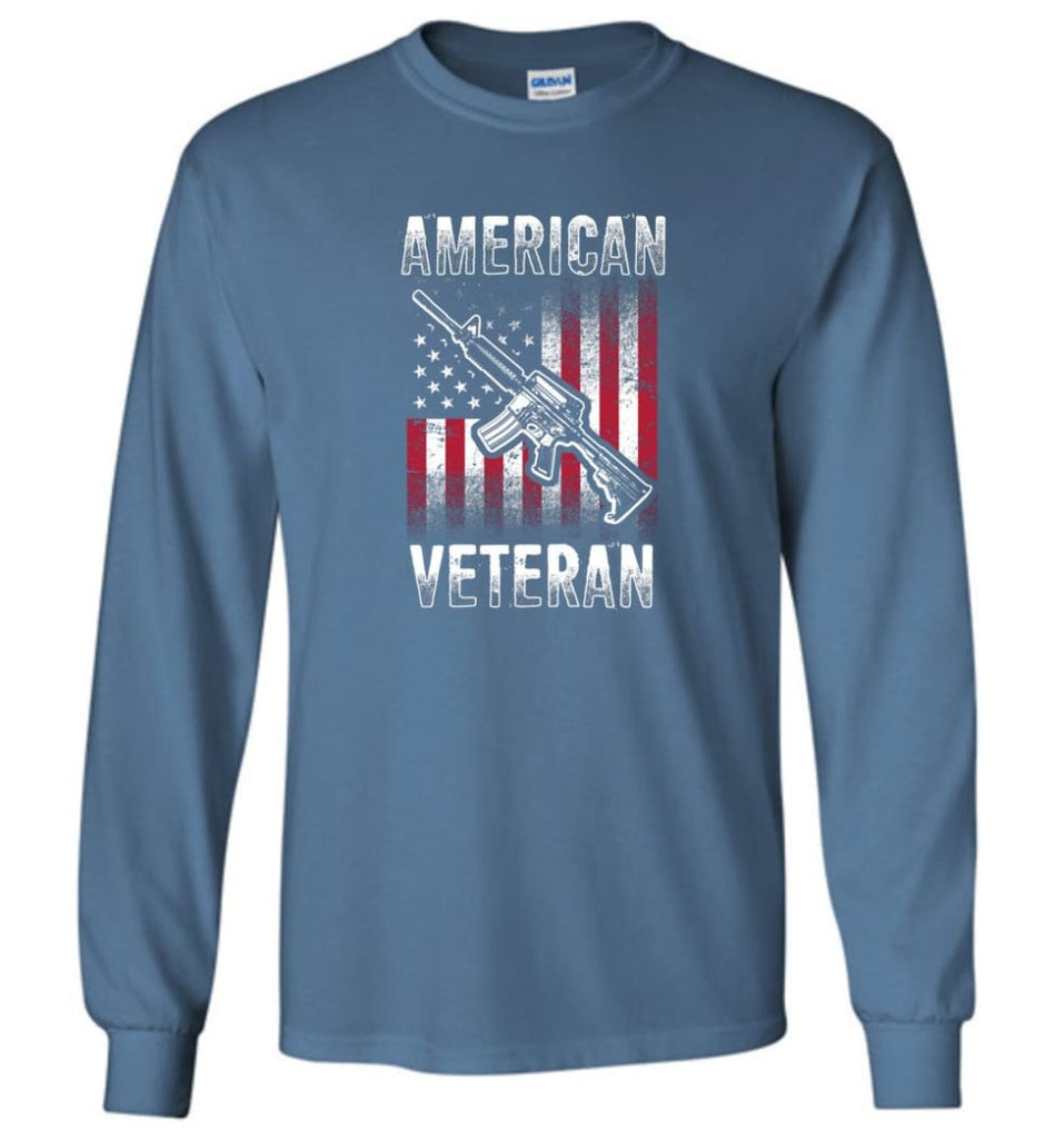 American Veteran Shirt - Long Sleeve T-Shirt - Indigo Blue / M