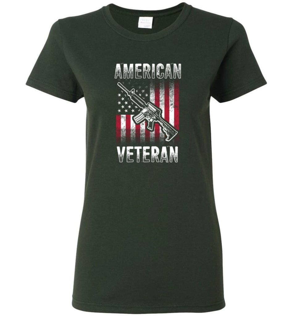 American Veteran Shirt Women Tee - Forest Green / M